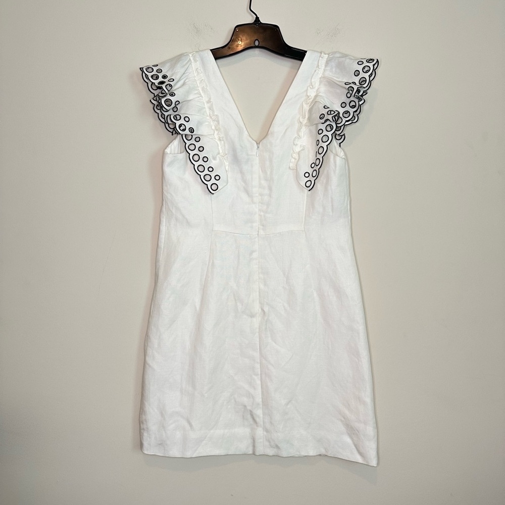 J. Crew Collection White Eyelet Flutter Sleeve Linen
Sheath Dress Size 2 - Picture 10 of 15
